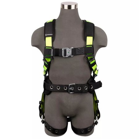 SAFEWAZE PRO Construction Harness: 1D, QC Chest, TB Legs, Fixed Waist Pad, M, No Side D-Rings 021-1443